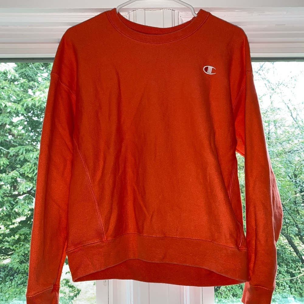 Champion Orange Crewneck Sweatshirt No Flaws